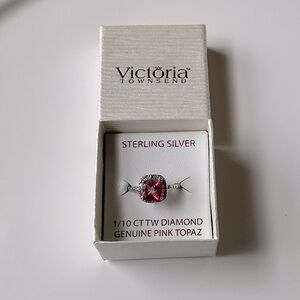 NWT Beautiful VICTORIA TOWNSEND Pink Topaz and Diamond Ring Size 8